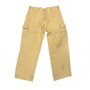 Zegna Sport Mens Beige Baggy Fit Linen Pants